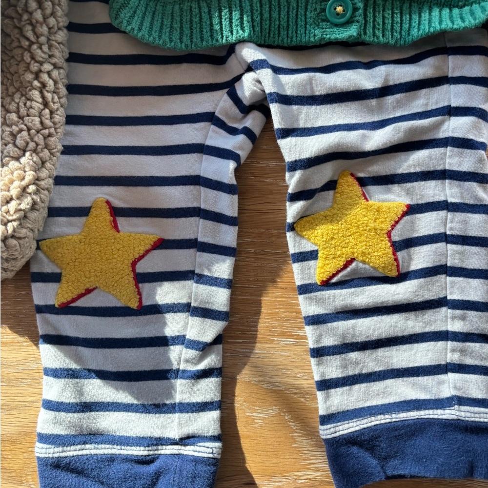 Mini Boden Brown Fleece Coat and Green Cardigan Set - Picture 3 of 5